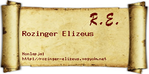 Rozinger Elizeus névjegykártya